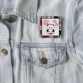 Kleine kitten vierkante button 5,1 cm (In situ)