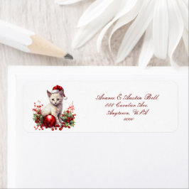 Kleine Kittens gekleed voor Kerstmis Etiket