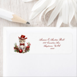 Kleine Kittens gekleed voor Kerstmis Etiket