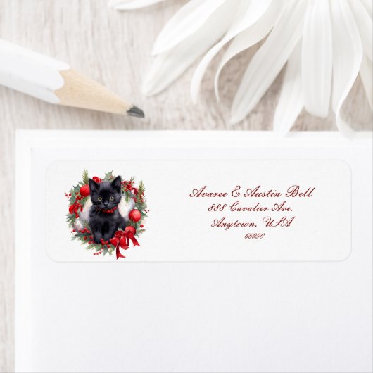 Kleine Kittens gekleed voor Kerstmis Etiket (Insitu)