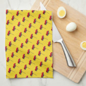 Kleine klaproos bloem bloemdecoratie rood geel theedoek (Quarter Fold)