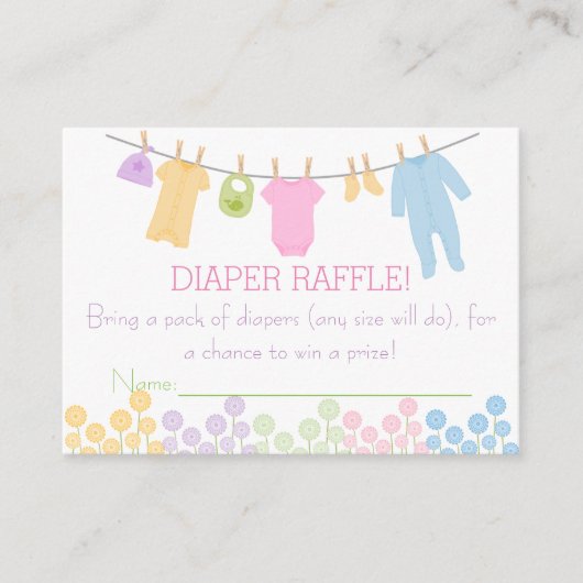 Kleine Kleding Baby shower Luier Raffle Tickets Informatiekaartje (Voorkant)