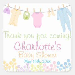 Kleine Kleding Baby shower Party Favor Vierkante Sticker