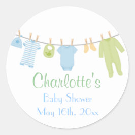 Kleine Kleding Blauw & Groen Baby shower Stickers