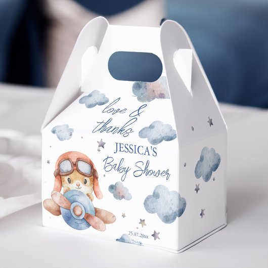 Kleine kleine baby shower van een piloot bedankdoosjes