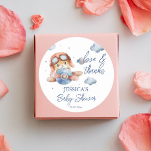 Kleine kleine baby shower van een piloot ronde sticker