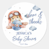 Kleine kleine baby shower van een piloot ronde sticker (Voorkant)