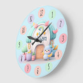 Kleine kleine huisjes met kleine draak en jongen v grote klok (Hoek)