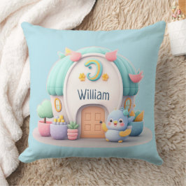 Kleine kleine huisjes met kleine draak en jongen v kussen