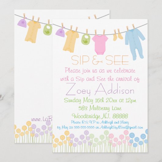 Kleine kleren nippen en zien kaart (Voorkant / Achterkant)