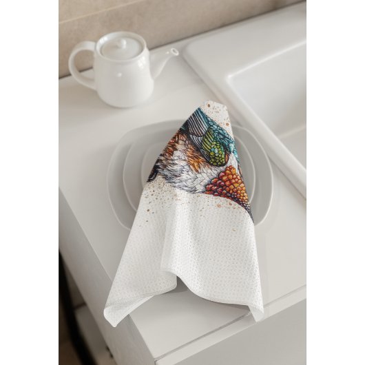 Kleine kleurige kolibrie in water kleuren theedoek