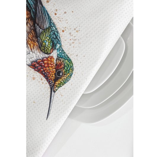 Kleine kleurige kolibrie in water kleuren theedoek