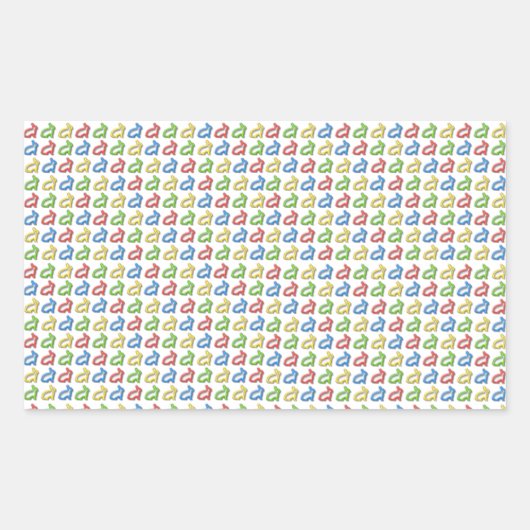 Kleine kleurige konijnenvormen rechthoekige sticker (Voorkant)