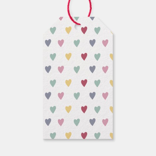 Kleine kleurrijke aangepaste naam en kleur harten cadeaulabel (Achterkant)