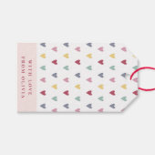 Kleine kleurrijke aangepaste naam en kleur harten cadeaulabel (Voorkant (Horizontaal))
