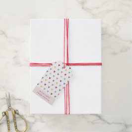 Kleine kleurrijke aangepaste naam en kleur harten cadeaulabel