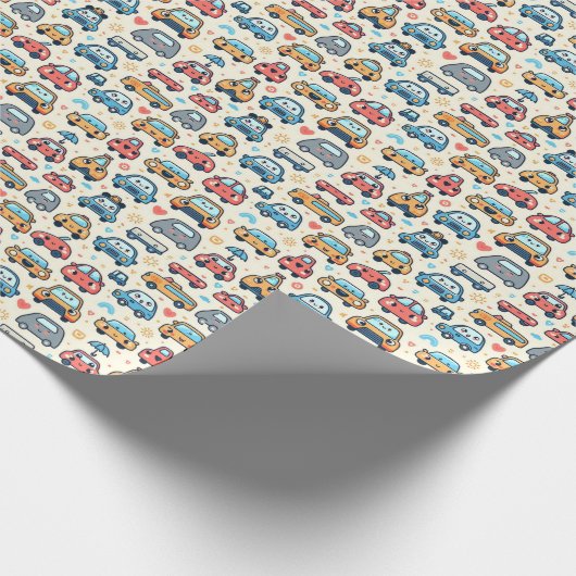 Kleine Kleurrijke Auto's Jongen B-dag Party Cadeaupapier (Hoek)