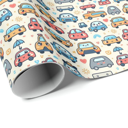 Kleine Kleurrijke Auto's Jongen B-dag Party Cadeaupapier (Rol Hoek)