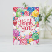 Kleine kleurrijke Candyland dank je kaart (Staand voorkant)