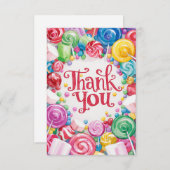 Kleine kleurrijke Candyland dank je kaart (Voorkant / Achterkant)