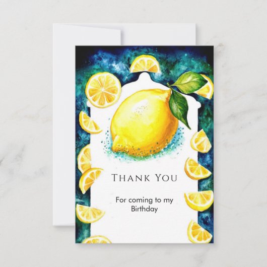 Kleine Kleurrijke Citroen Verjaardag Bedankkaart (Voorkant)