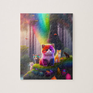 Kleine kleurrijke huisdieren in een magisch bos legpuzzel