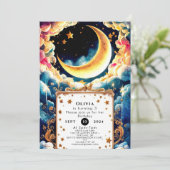 Kleine kleurrijke maan verjaardag kaart (Staand voorkant)