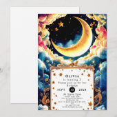 Kleine kleurrijke maan verjaardag kaart (Voorkant / Achterkant)