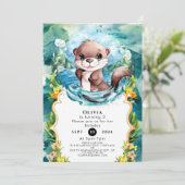 Kleine kleurrijke otter verjaardag kaart (Staand voorkant)