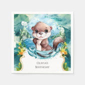 Kleine kleurrijke otter verjaardag servet (Voorkant)