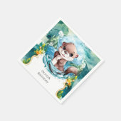 Kleine kleurrijke otter verjaardag servet (Hoek)