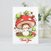Kleine kleurrijke paddenstoel bedankt kaart (Staand voorkant)