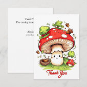 Kleine kleurrijke paddenstoel bedankt kaart (Voorkant / Achterkant)