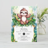 Kleine Kleurrijke Sloth Verjaardag Kaart (Staand voorkant)