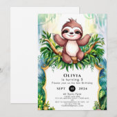 Kleine Kleurrijke Sloth Verjaardag Kaart (Voorkant / Achterkant)