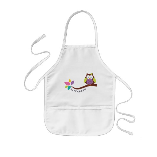 Kleine kleurrijke uil op een speciale afdeling kinder schort (Voorkant)