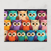 Kleine kleurrijke uilen briefkaart (Voorkant)