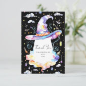 Kleine Kleurrijke Wizard Pet Baby shower Bedankkaart (Staand voorkant)