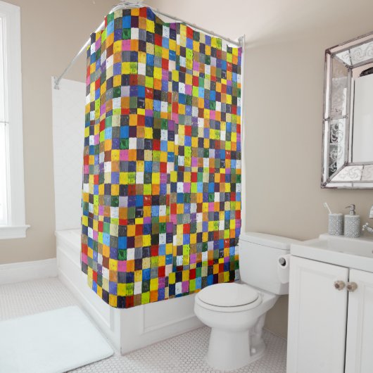 Kleine kleurvierkantjes No.2 Douchegordijn (In situ)