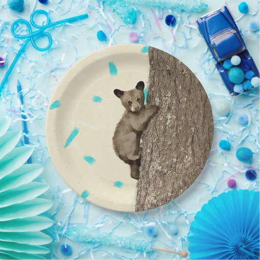 Kleine klimboom op Beer Papieren Bordje (Feest)