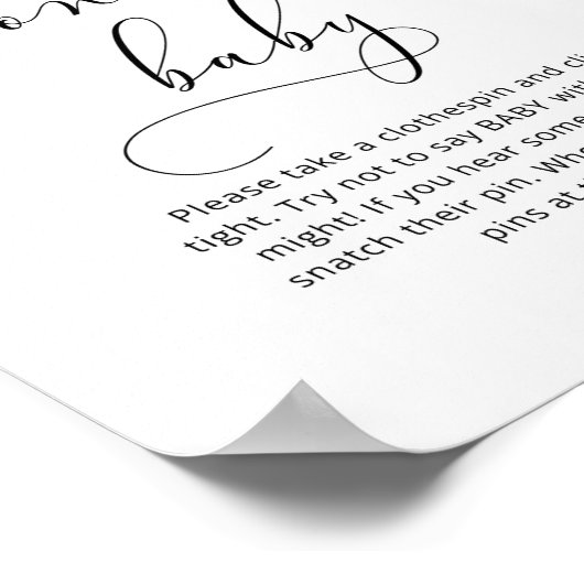 Kleine knul Zeg geen baby shower game Poster (Hoek)