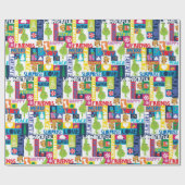 Kleine knuppels en vrienden | Kleurrijk kerstfeest Cadeaupapier (Vlak)