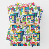 Kleine knuppels en vrienden | Kleurrijk kerstfeest Inpakpapier Vel (In situ)