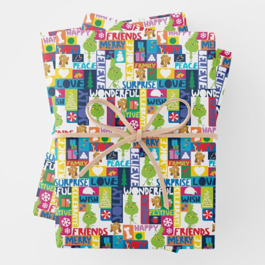 Kleine knuppels en vrienden | Kleurrijk kerstfeest Inpakpapier Vel (In situ)