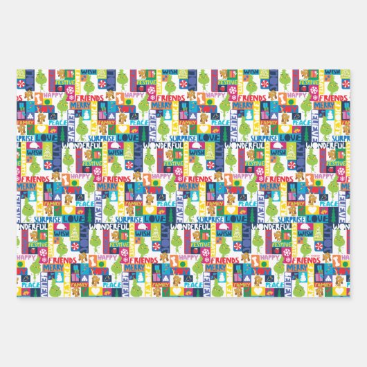 Kleine knuppels en vrienden | Kleurrijk kerstfeest Inpakpapier Vel (Voorkant)