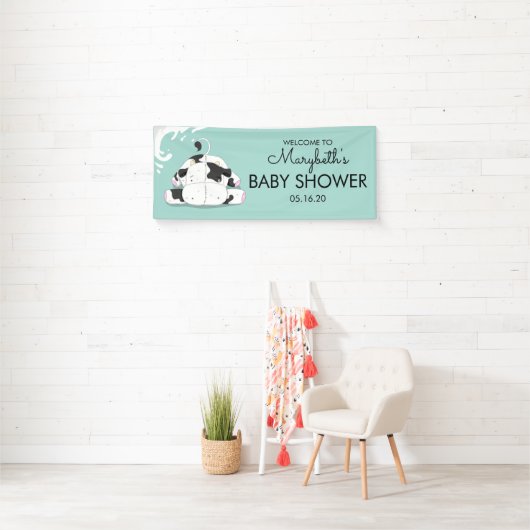 Kleine Koe Baby shower banner bevestigen (Insitu)