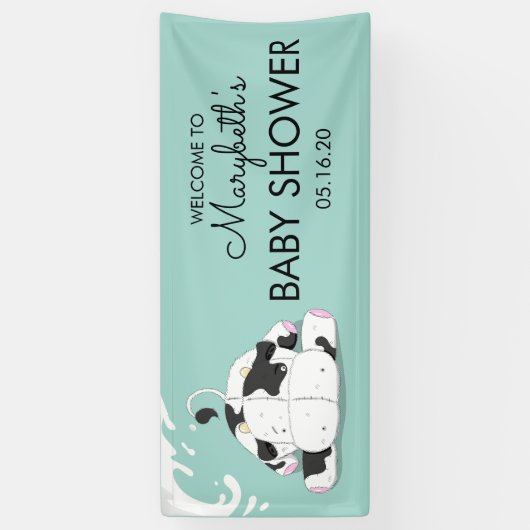 Kleine Koe Baby shower banner bevestigen (Verticaal)