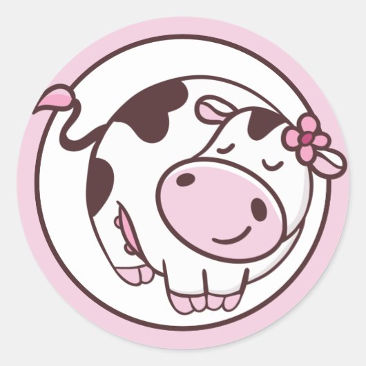 Kleine Koe bevestigen Ronde Sticker (Voorkant)