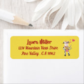 Kleine koe in liefde gele retouradreslabels etiket (Insitu)