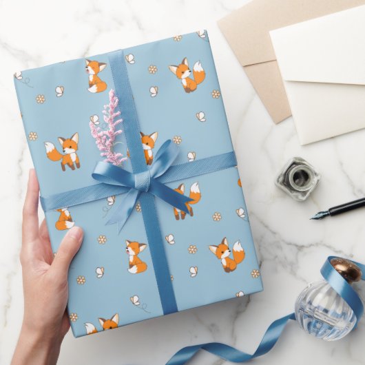 Kleine koeien op blauw cadeaupapier (Geschenken)